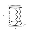 HomeRoots 24" Black Mirrored Glass and Steel Round Abstract End Table - 3 of 4