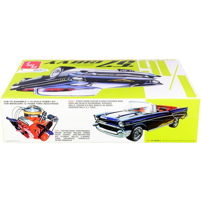 Skill 3 Model Kit 1957 Chevrolet Bel Air Convertible 2-in-1 Kit 1/16 Scale Model by AMT, 3 of 5