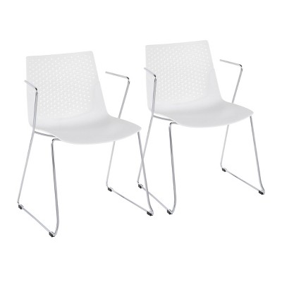 Syemin Dining Chairs Set of 2 Wired Contemporary Chair Kitchen Side Chairs, Farmhouse Dining Room Chair Kitchen Table Chairs, White, 21"*20.75"*32"