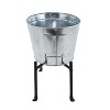 16.75" Mini Oval Galvanized Tub with Folding Stand Steel - ACHLA Designs: Beverage Chiller, Container Garden - 4 of 4
