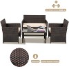 FIONECA Deluxe 4-Piece Patio Furniture Set ¨C Brown Rattan Outdoor Conversation Set with Beige Cushions & Table - 2 of 4