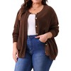 Agnes Orinda Women's Plus Size Classic Long Sleeve Knit Casual Front Button Down Cardigan - 2 of 4