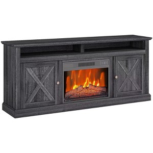 Fireplace TV Stand Fits TV up to 65 Inch Farmhouse Entertainment Center with 23 Inch Electric Fireplace 2 Open Shelves and 2 Barn Door Storage Cabine - 1 of 4