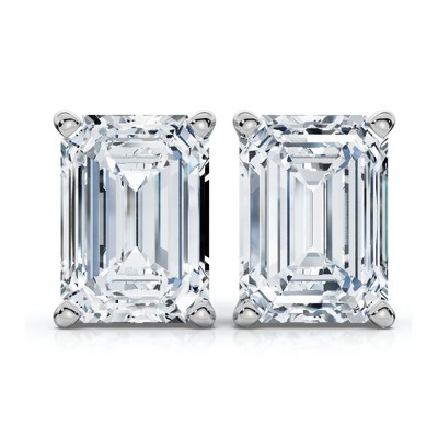 Pompeii3 2Ct TW Emerald Cut Diamond Studs 14k Gold Lab Created