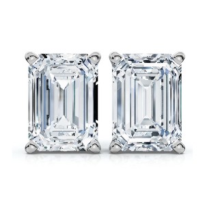 Pompeii3 2Ct TW Emerald Cut Diamond Studs 14k Gold Lab Created - 1 of 4
