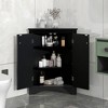 PDTEND Triangle Freestanding Bathroom Storage Cabinet with Adjustable Shelves - 3 of 4