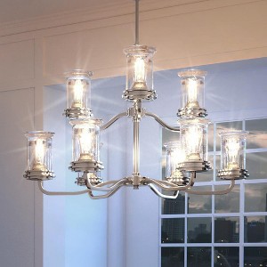 Urban Ambiance Luxury French Rustic Chandelier,  31.625"H x 34.125"W,  Brushed Nickel Finish, UHP3800 - 1 of 4