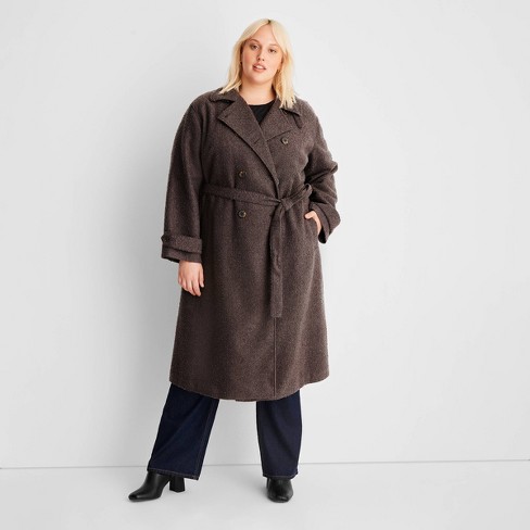 Women's Front-Tie Notched Lapel Double Breasted Long Coat - Future  Collective™ with Reese Blutstein Dark Gray 2X