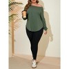 Imily Bela Women's Plus Size Off-Shoulder Long Sleeve Casual T-Shirt with Curved Hem - 2 of 4