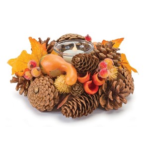Mixed Pinecone and Berry Votive Holder Set of 6 – 3.75 in Height Rustic Fall Decor By Melrose - 1 of 3