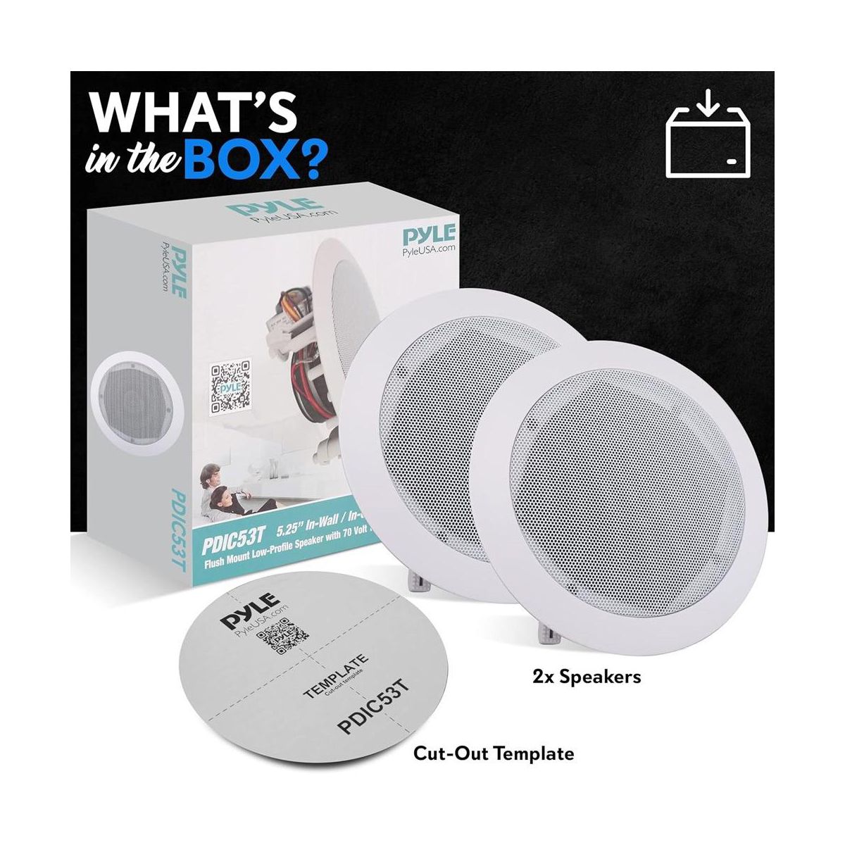 Pyle 5.25" In-Wall/Ceiling Speakers with 70V Transformer - 2-Way, 300W - PDIC53T - thumbnail 8