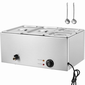 VEVOR 4-Pan Commercial Food Warmer, 16.4QT Electric Steam Table, 1200W Professional Countertop Stainless Steel Buffet Bain Marie - 1 of 4