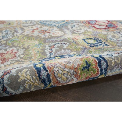 Global Vintage Grey and Multicolor Synthetic 5'3" x 7'6" Area Rug