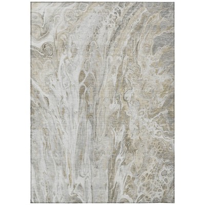 Taupe Beige And Ivory Abstract Washable Indoor Outdoor Area Rug