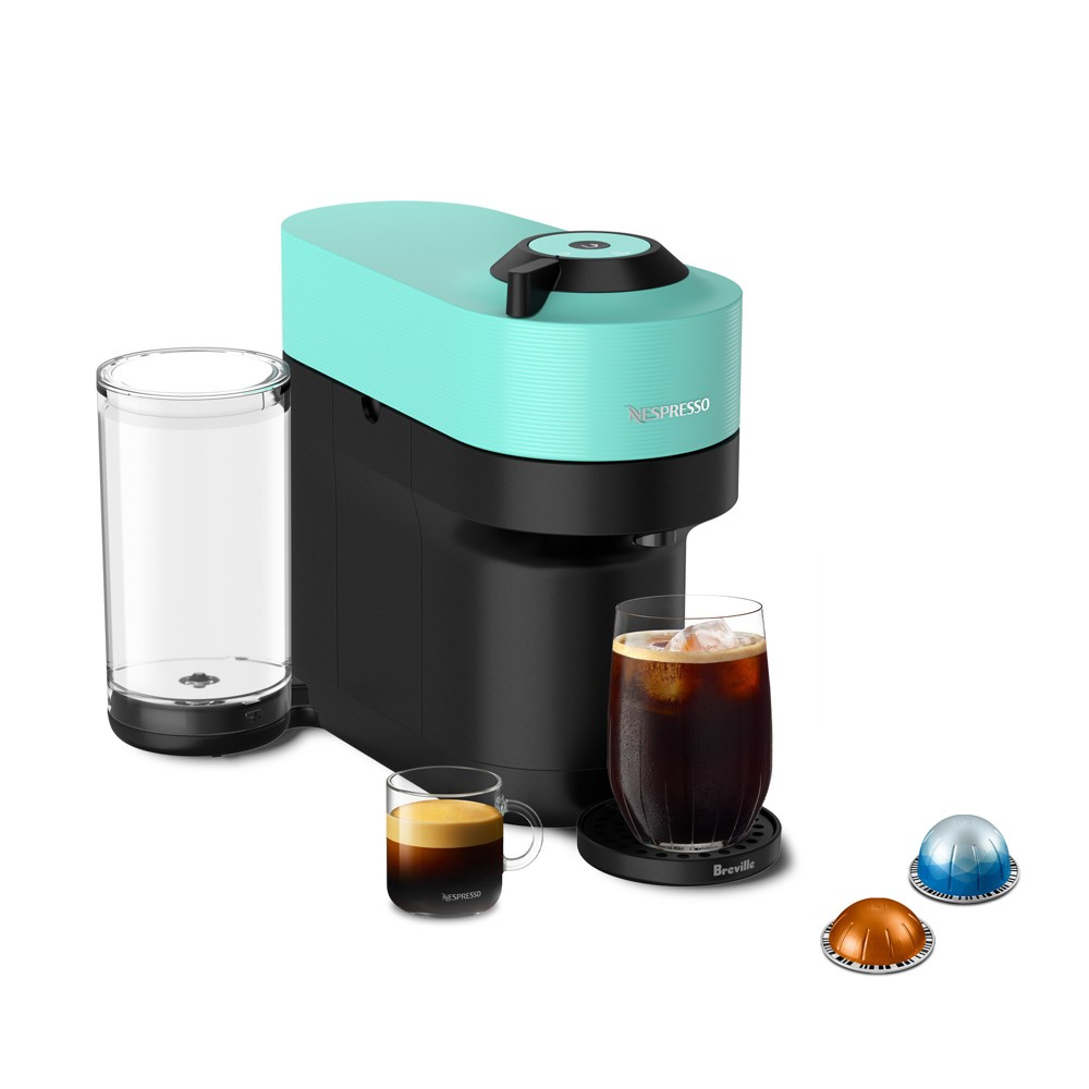 Photos - Coffee Maker Nespresso Vertuo Pop+ Coffee and Espresso Maker by Breville, Aqua Mint: Freestanding, 12 Capsules, Automatic Shut-Off 