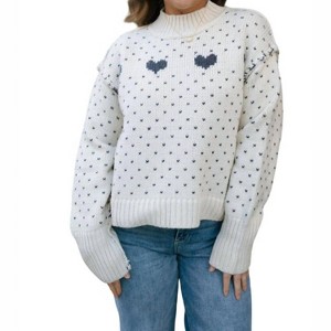 Women's Heart Pattern Sweater - MIOU MUSE - 1 of 3