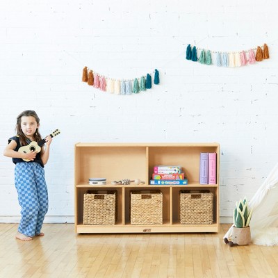Birch Harmony 5-Compartment Mobile Storage Cabinet in Natural Finish