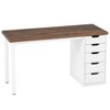 Lirago 47" Modern Computer Desk with 5 Drawers Sturdy Study Writing Table Office Desk for Home Workspace Brown - 2 of 4