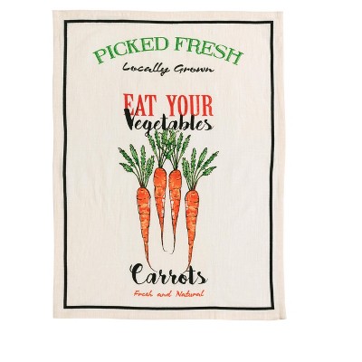 "Eat Your Vegetables" Carrot Tea Towel And Recipe Cards Gift Set  - Off-White - Shiraleah