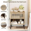 Angel Sar Modern Night Stand Set 2, Wood Bedside Table with Fluted Design, Vertical Grid Drawer, Open Storage Space & Metal Legs, Wood - 3 of 4