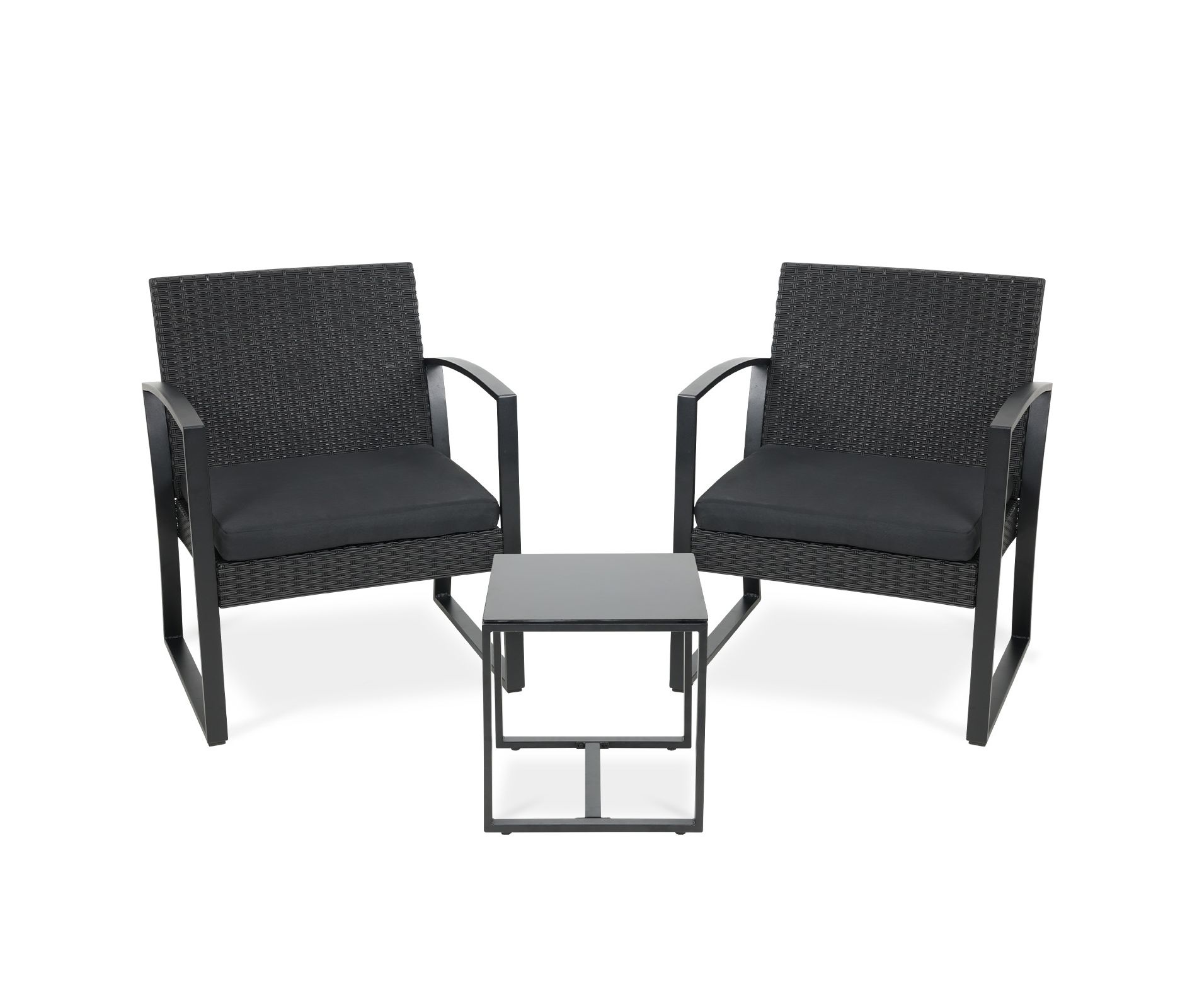 Aoodor 3 Pieces Outdoor Patio Wicker Furniture Set, Modern Rattan Chair Conversation Sets with Coffee Table for Balcony, Porch, Garden, Yard