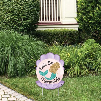 Big Dot of Happiness Let's Be Mermaids - Outdoor Lawn Sign - Baby Shower or Birthday Party Yard Sign - 1 Piece