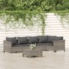 vidaXL 6 Piece Patio Lounge Set with Cushions Gray Poly Rattan - 2 of 4