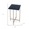 HomeRoots 21" Green and Gold Marble and Iron Drink Size Square End Table - 3 of 4