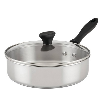 Farberware Reliance 3qt Stainless Steel Covered Saute Pan: Dishwasher-Safe, Tempered Glass Lid, Induction Compatible