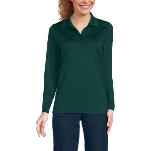 Lands' End School Uniform Women's Long Sleeve Feminine Fit Rapid Dry Polo Shirt - 1 of 3