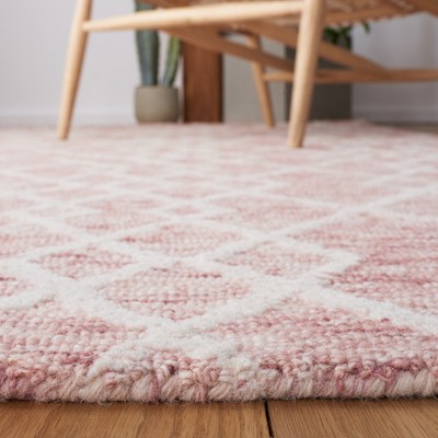 Ivory and Pink Hand-Tufted Wool 3' x 5' Area Rug