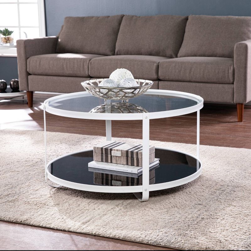 Libing Glass Top Cocktail Table Black/White - Aiden Lane, 1 of 11