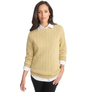 Jessica London Women's Plus Size Cable Crewneck Sweater - 1 of 4