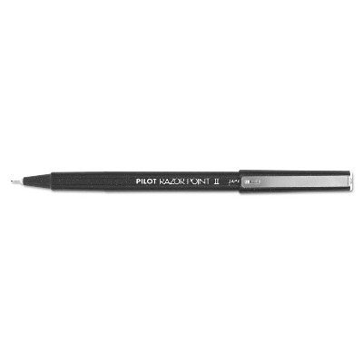 Pilot Razor Point II Super Fine Marker Pen Black Ink .2mm Dozen 11009