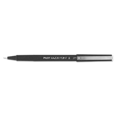 Pilot Razor Point II Super Fine Marker Pen Black Ink .2mm Dozen 11009