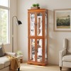SpassWay 70"H Living Room Corner Display Cabinet with Glass Shelves Lighting Cherry and Oak - 2 of 4