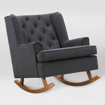 Boston Tufted Fabric Rocking Chair Dark Gray - CorLiving