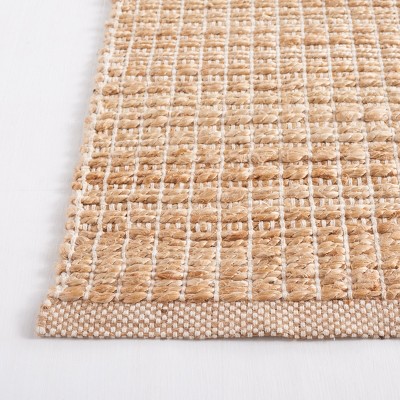 Hand-knotted Natural Beige Wool Rectangular Accent Rug