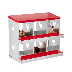 Chicken Nesting Box with Roll Out Egg Tray, Heavy Duty Galvanized Steel, Rustproof & Ventilated Laying Box for Chickens/Ducks, Wall Mount - 1 of 4