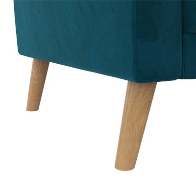 Mid-Century Boho Glam Blue Velvet Tufted Sofa