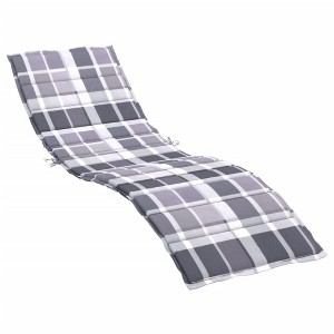 vidaXL Sun Lounger Cushion Gray Check Pattern Oxford Fabric - 1 of 4