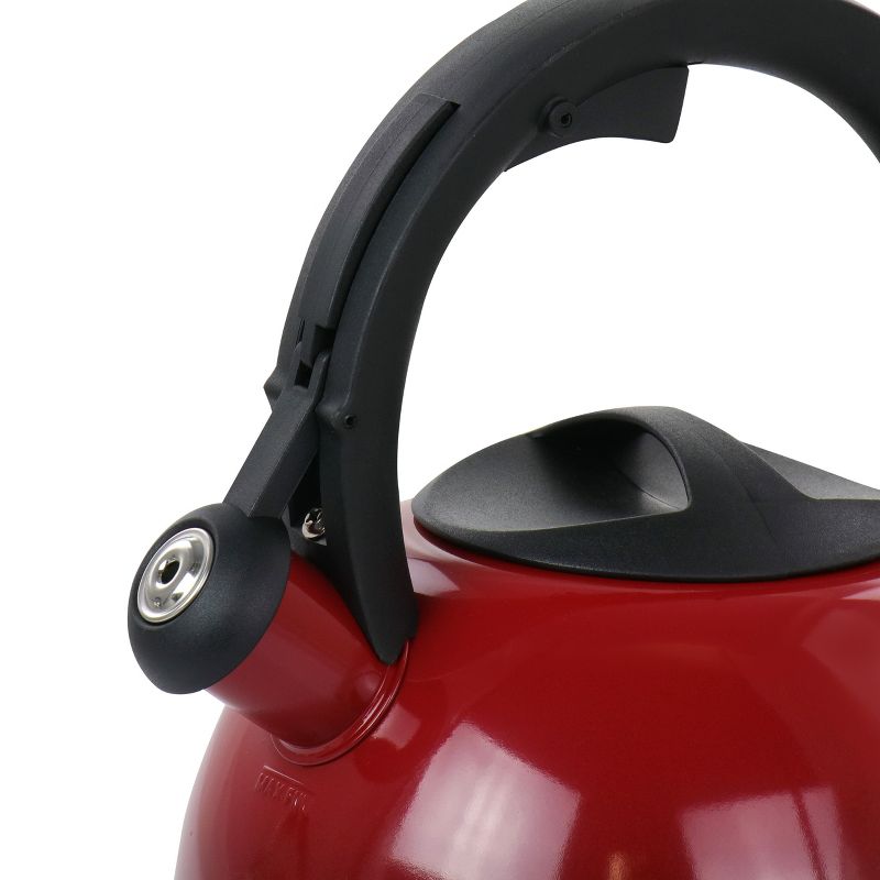 Mr. Coffee Sanborn 2.6 Quart Stainless Steel Whistling Tea Kettle in Red, 3 of 8