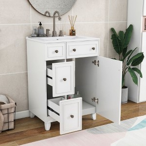 NicBex Bathroom Vanity with Sink,Bathroom Sink Vanity with 2 Drawers and 1 Door,24 inch Bathroom Sink Cabinet for Bathroom,Green/Black/Blue/White - 1 of 4