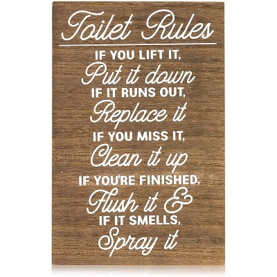 Our Aim is to Keep This Bathroom Clean Funny 9" x 6" Wood Sign 
