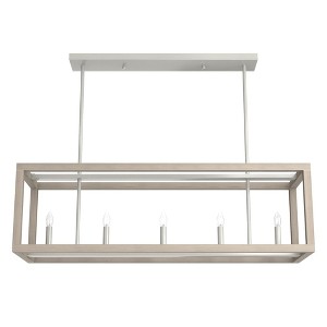 Hunter Fans 11" Squire Manor Ceiling Light Brushed Nickel/Bleached Wood Finish, 6 Bulbs, Incandescent, Dry Rated - 1 of 2