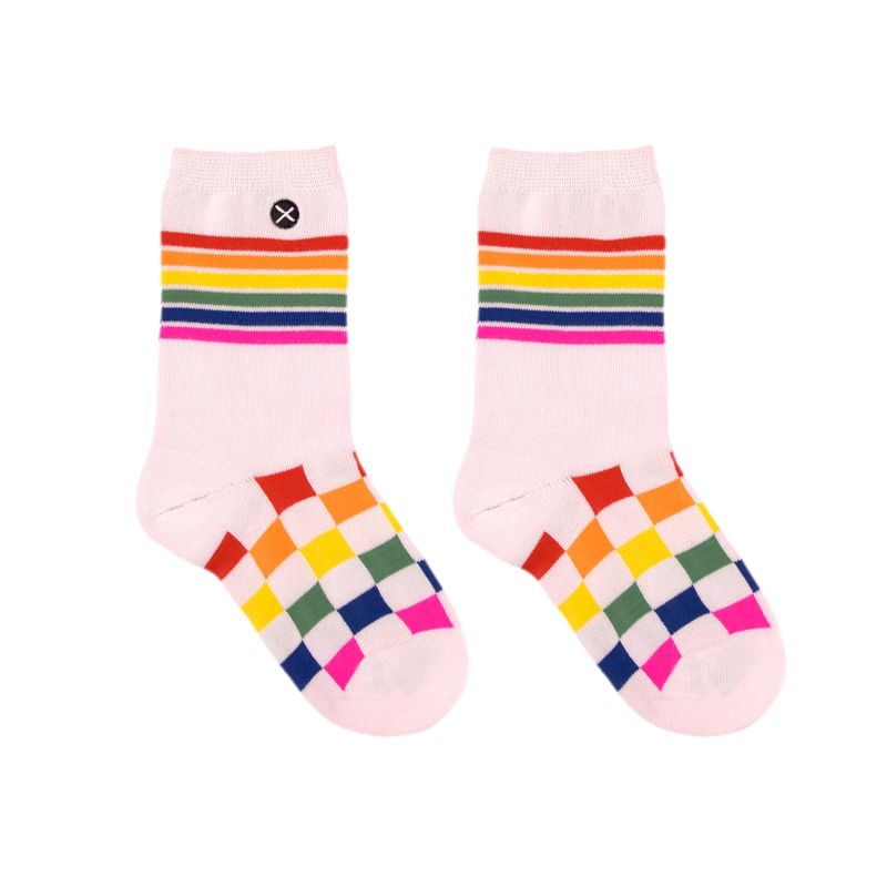 Odd Sox, Rainbow Checkerboard, Funny Novelty Socks, Big Kid, Medium, 4 of 5