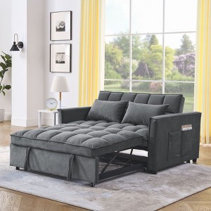 NicBex Modern Pull Out Sofa Bed Velvet Convertible Sleeper Sofa with Adjustable Backrest and 2 Pillows for Living Room - 1 of 4