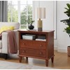 28.30"Open Space and 2 Drawers Dresser Nightstand with Charging Station, Farmhouse End Table with USB Ports and Outlets,Walnut - 3 of 4