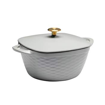 Tramontina Dutch Oven Cast Iron 5.5 Qt Latte with Gold Stainless Steel  Knob, 80131/085DS