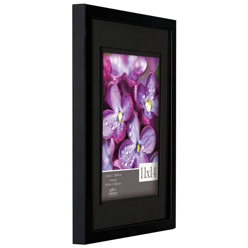 Gallery Solutions 11&#34;x14&#34; Black Wood Wall Frame with Double Black Mat 8&#34;x10&#34; Image, 2 of 6